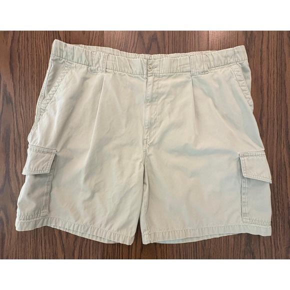 Van Heusen Other - VanHeusen Men Cargo Shorts Size 38 Khaki Tan Cotton Elastic Waist Utility Pocket